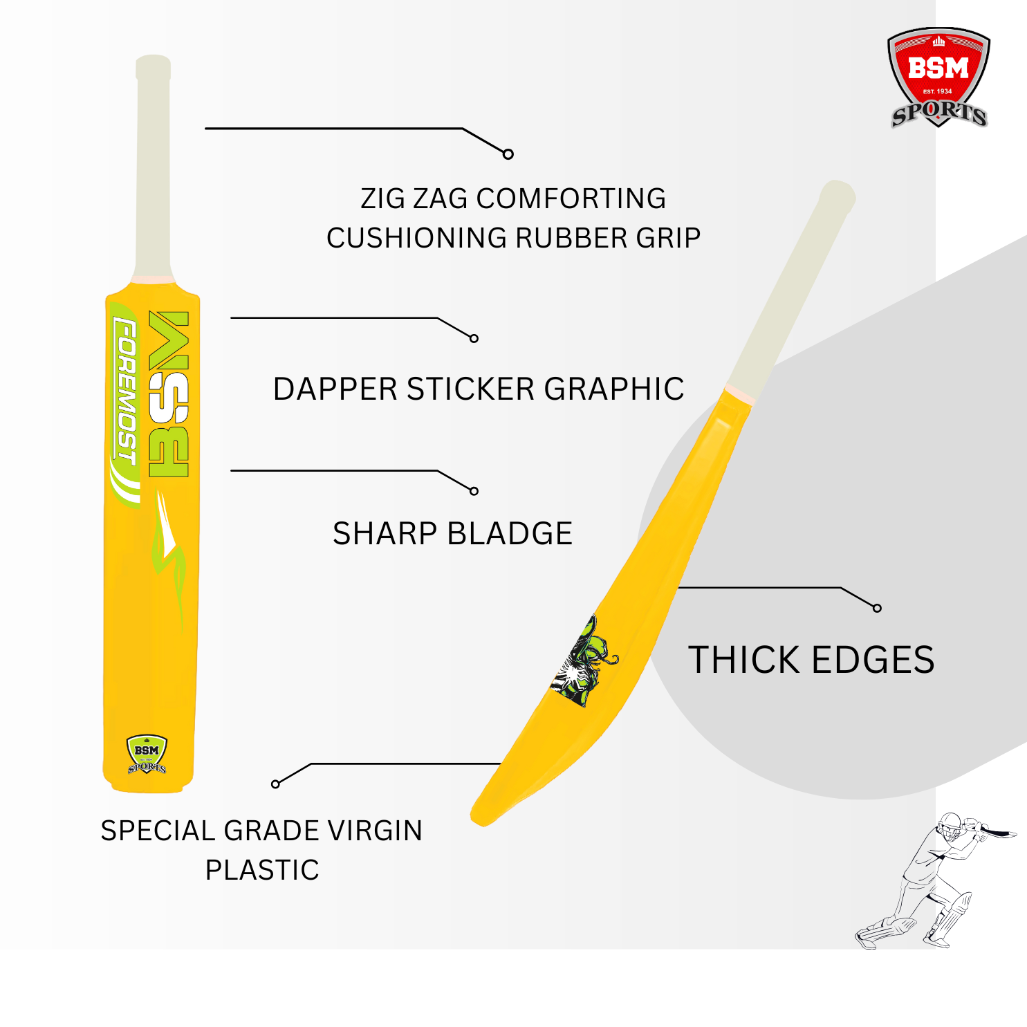 BSM Yellow Foremost Polymer Bat - Image 3