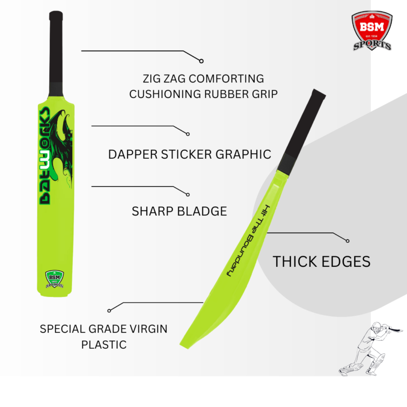 BSM Neon Green Batworks Polymer Bat - Image 3