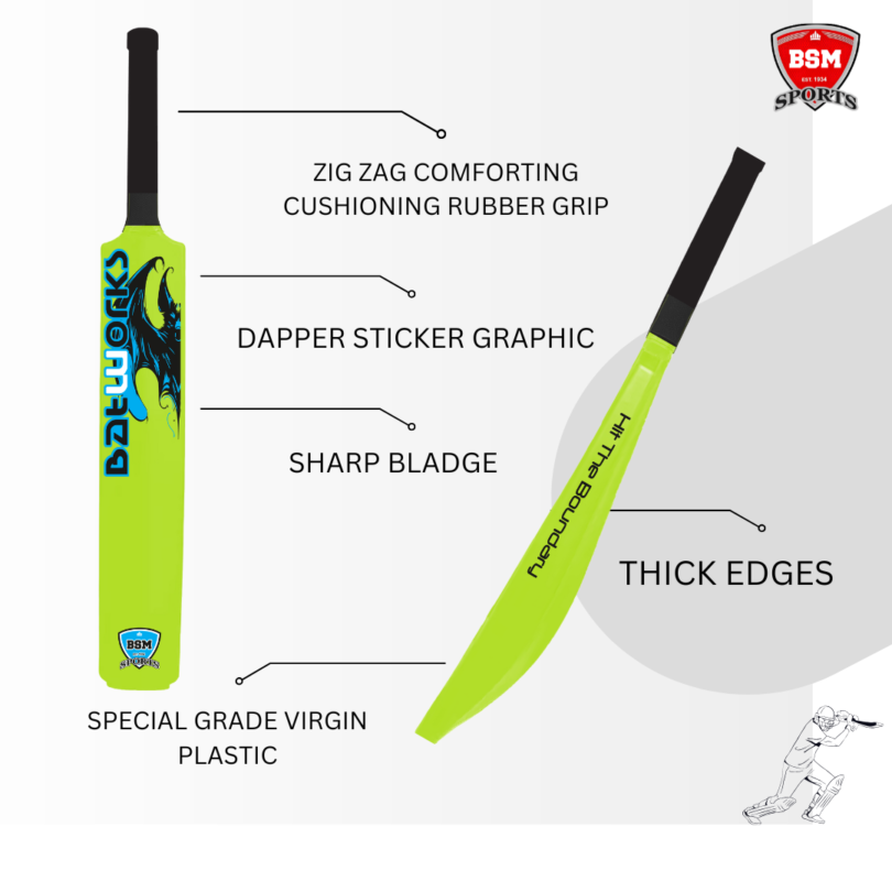 BSM Neon Green Batworks Polymer Bat - Image 3