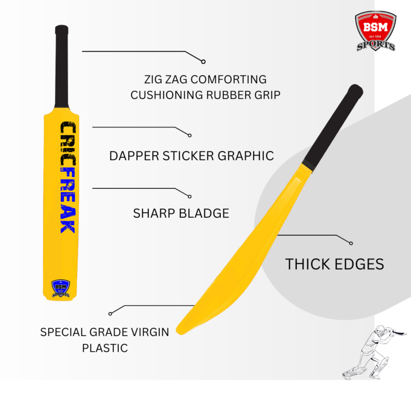 BSM Yellow CricFreak Polymer Bat - Image 3