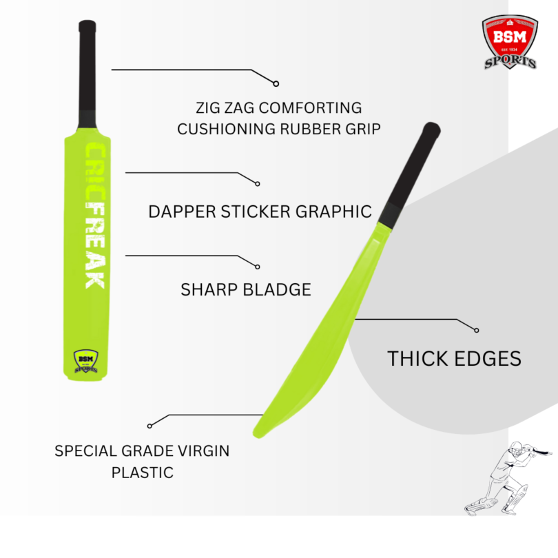 BSM Neon Green CricFreak Polymer Bat - Image 3