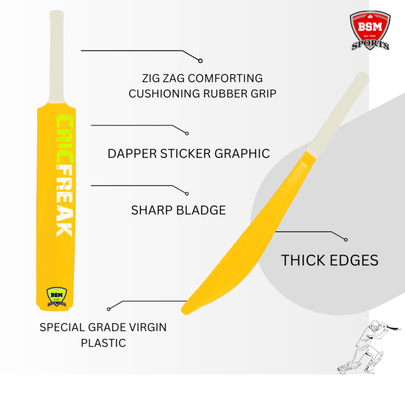 BSM Yellow CricFreak Polymer Bat - Image 3