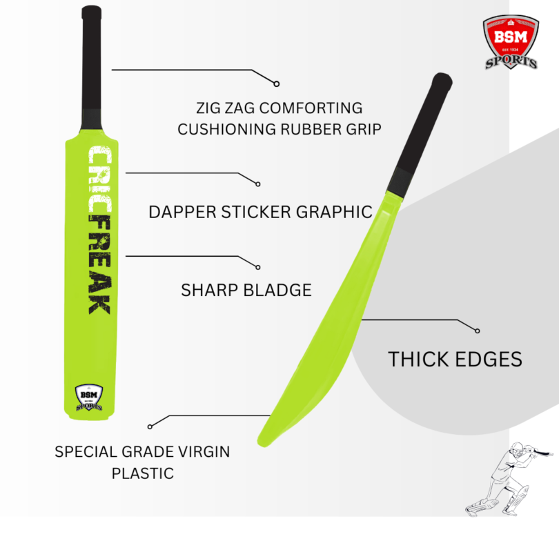 BSM Neon Green CricFreak Polymer Bat - Image 4