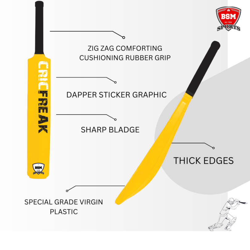 BSM Yellow CricFreak Polymer Bat - Image 3