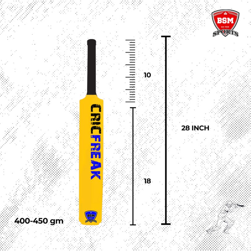 BSM Yellow CricFreak Polymer Bat - Image 2