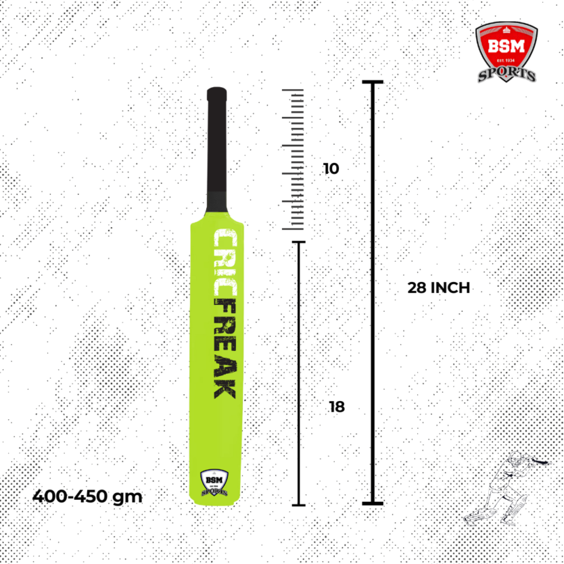 BSM Neon Green CricFreak Polymer Bat - Image 3
