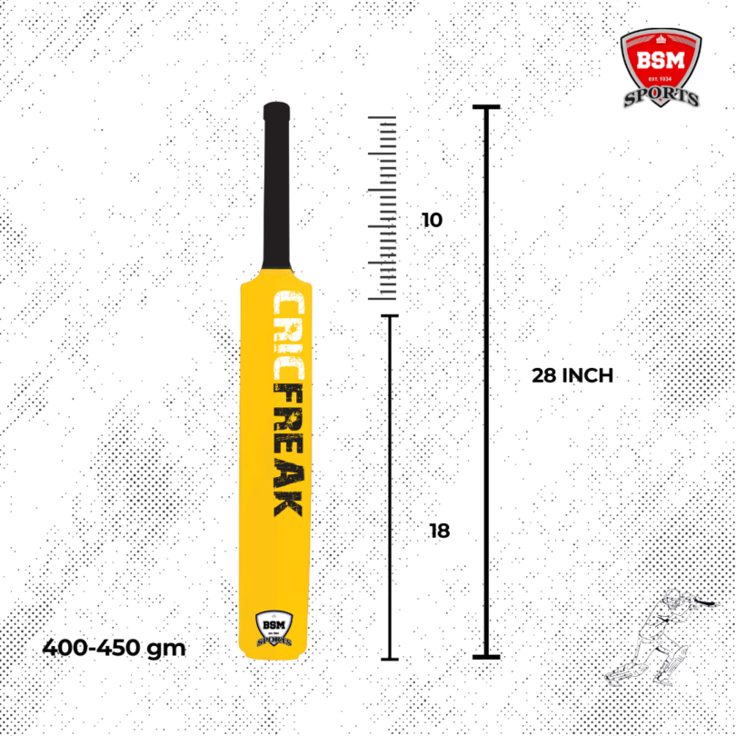 BSM Yellow CricFreak Polymer Bat - Image 2
